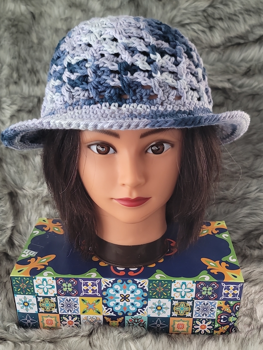 Hand-Crocheted Blue Ombre Sun Hat